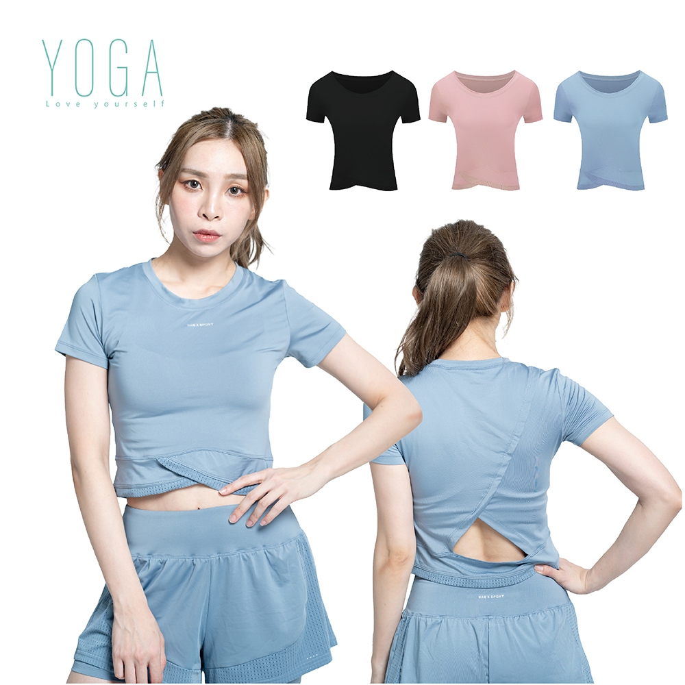 【AREX YOGA】 AS-7407 瑜珈服 女瑜珈衣 瑜珈短袖 女上衣 挖背上衣 冰絲衣 涼感衣 吸排衣 短袖上衣