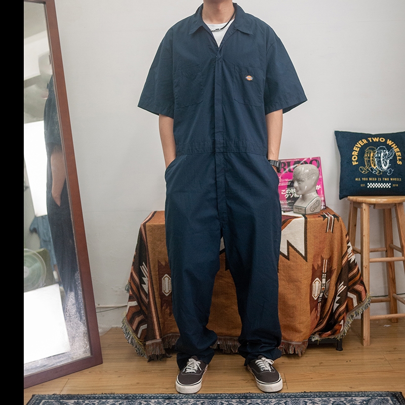 DICKIES 藍色XL 短袖 連身工作服 COVERALLS 古著 二手