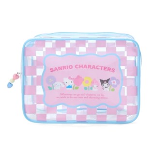 Sanrio 三麗鷗 粉彩格紋系列 透明方形化妝包 收納包 三麗鷗家族 春花 122947