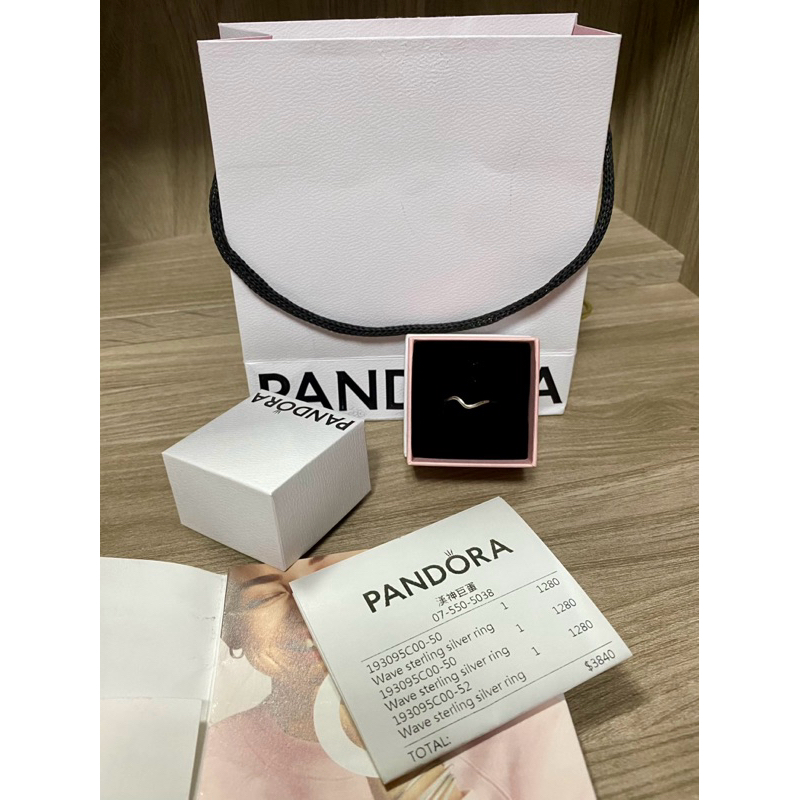 全新二手賣-PANDORA光澤波紋戒子「戒圍52」$600