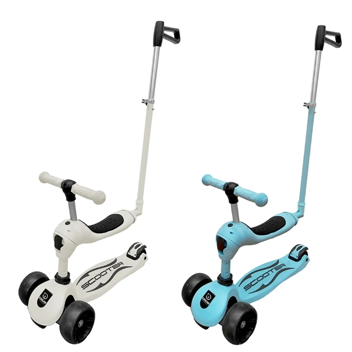 (當日寄+發票)scooter可拆式三合一推桿滑板車 兒童滑板車 滑步車 可坐 可騎滑 可推 藍色款