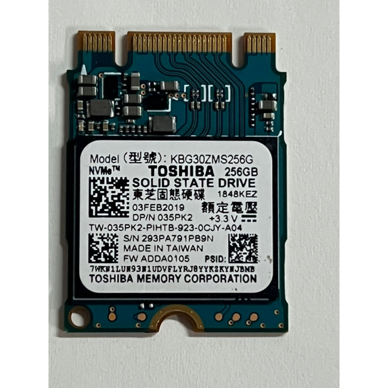 電腦雜貨店～東芝KBG30ZM256G  M.2 2230 SSD SATA固態硬碟 二手良品 $600