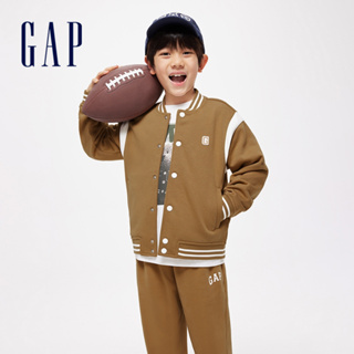 Gap 男童裝 Logo小熊印花立領棒球外套-卡其色(890309)