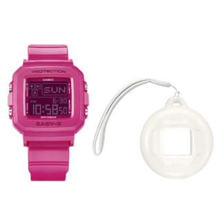 CASIO 卡西歐 BGD-10K-4 BGD-10 PLUS系列錶殼吊飾套組Y2K風格爆款腕錶 蜜桃粉 39mm
