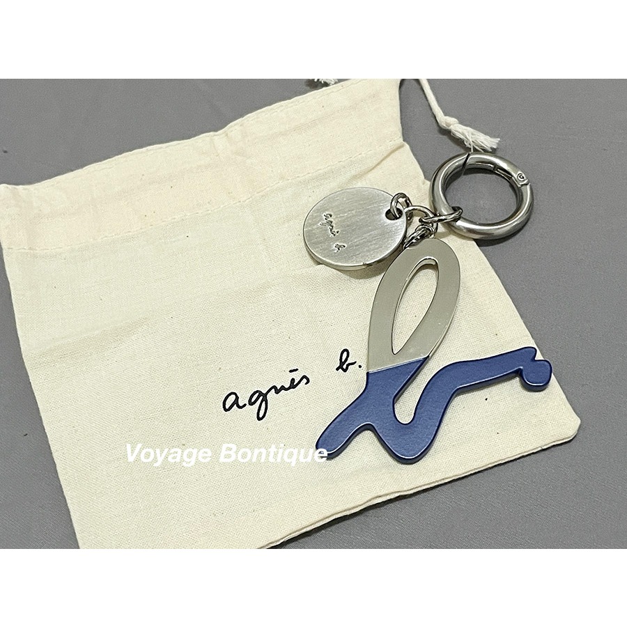 agnes b.藍色b Logo鑰匙圈 吊飾