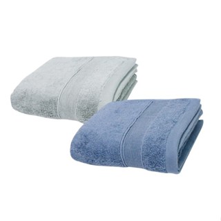 MORINO 石墨烯素色緞條毛巾(灰/灰藍)【現貨 附發票】