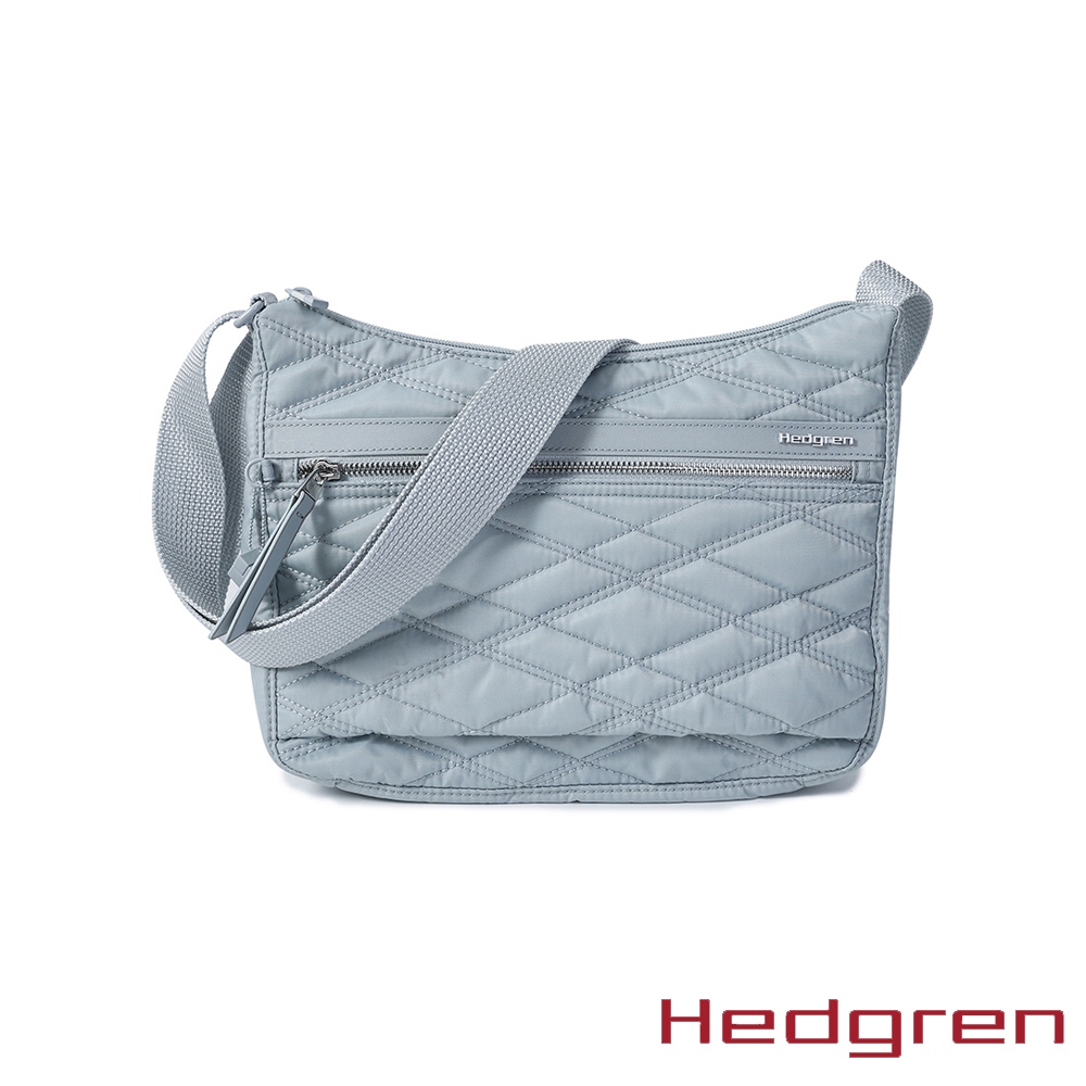 Hedgren INNER CITY系列 RFID防盜 彎月水餃 側背包 菱格灰藍
