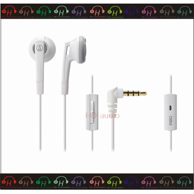 現貨⚡弘達影音多媒體 Audio-technica 鐵三角 ATH-C505iS 白色 平頭式 耳塞式耳機 可通話