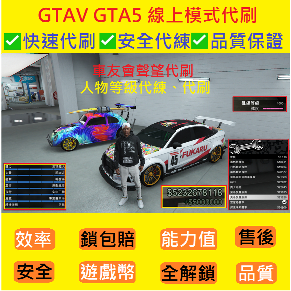 GTA5 GTAV 俠盜獵車手5《PC版本》STEAM、EPIC、R星、刷錢、代練、代刷