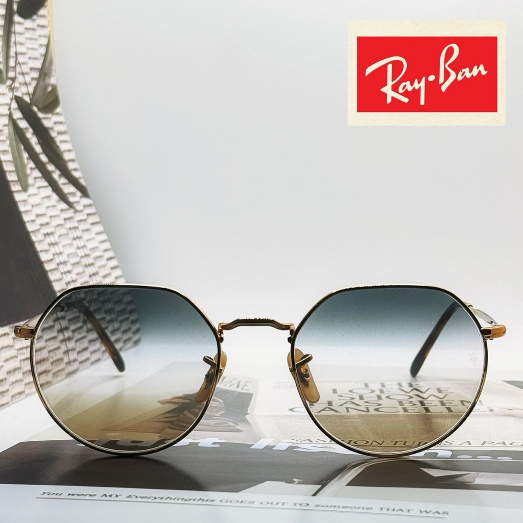 【RAY BAN】原廠公司貨 ｜復古金框 藍棕漸層鏡片｜ 雷朋太陽眼鏡 ｜雷朋墨鏡｜RB3565 Jack 001/GD