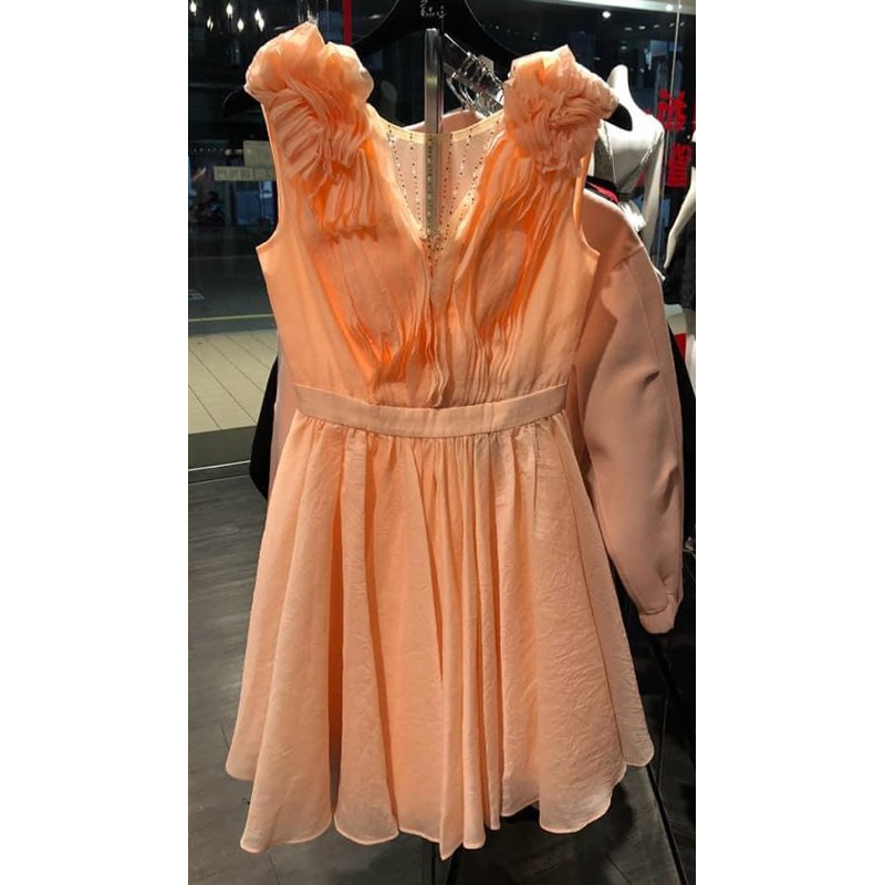 設計師品牌黃淑琦352橘色洋裝小禮服