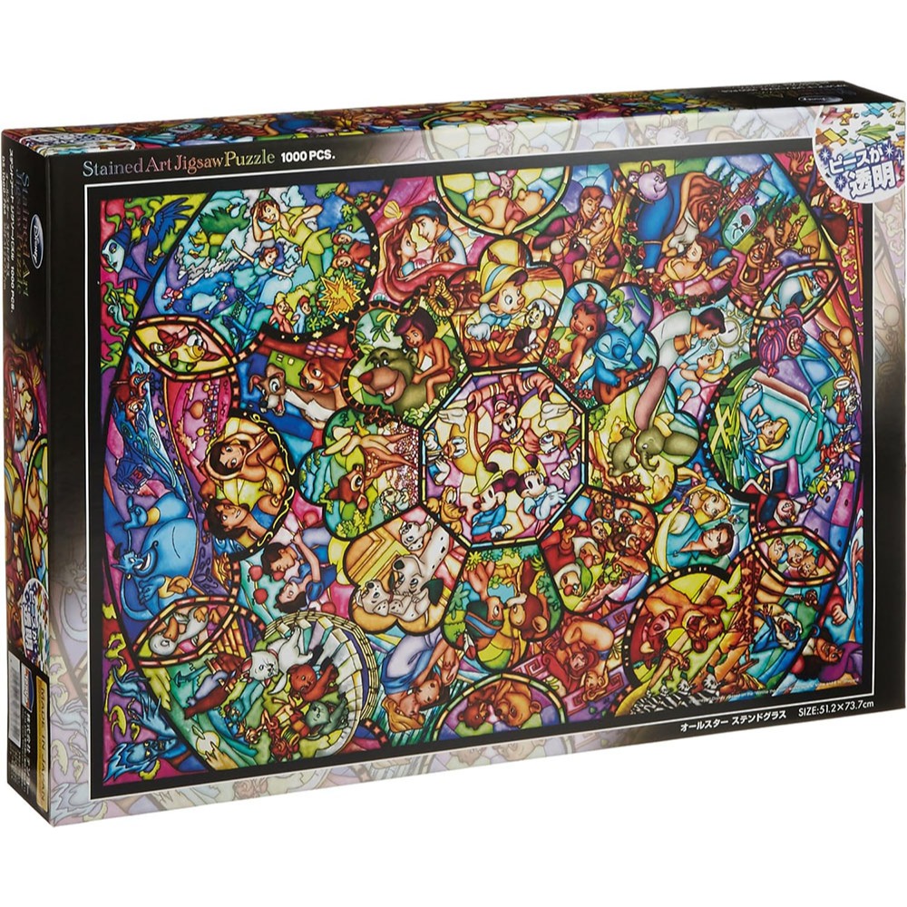 DS1000-764 透明塑膠1000片日本正版拼圖 迪士尼人物集合 玻璃彩繪