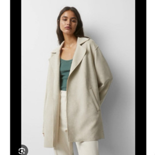 pull&bear 原價1280 麂皮風衣 OL 薄風衣外套 米色風衣外套 上班族 職場穿搭 二折出清
