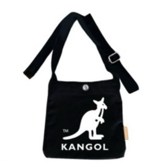 kangol 文青帆布小書包 黑色 側背包 斜背包 兩用包 肩背包 帆布包 小方包