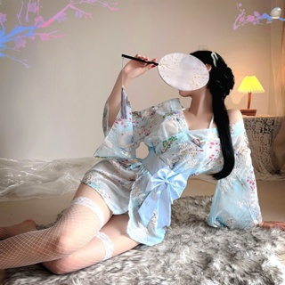 【MANROCHON】情趣內衣 日系性感開衫 雪紡繡花和服 火辣制服女套裝 角色扮演 和服