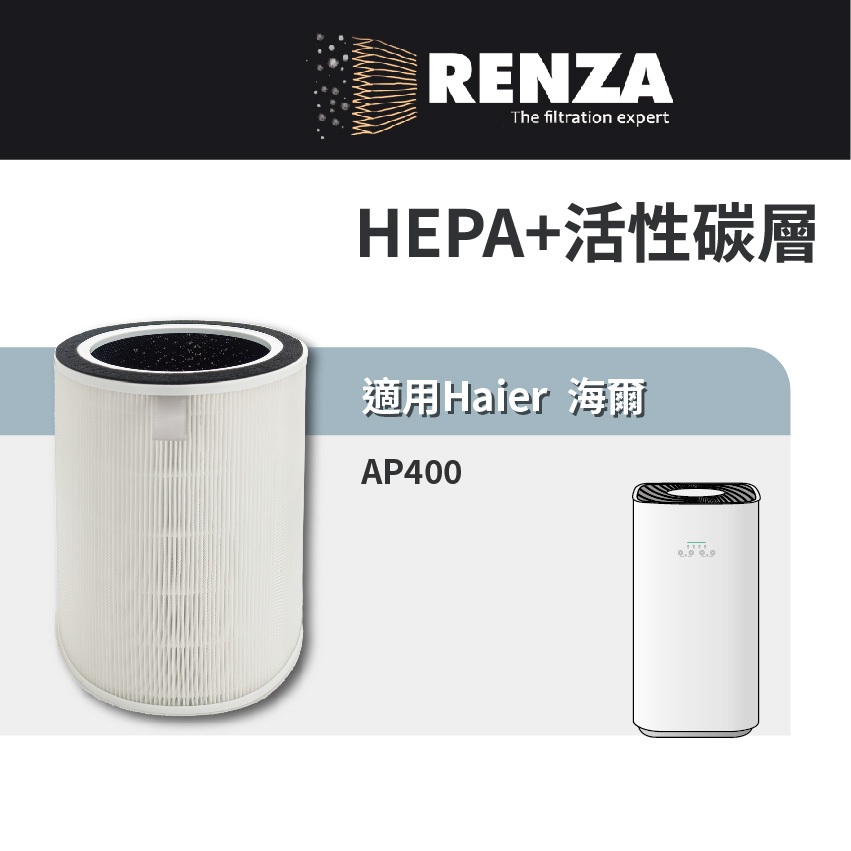 適用 Haier 海爾 AP400 除霾抗菌空氣清淨機 適用6-15坪 HEPA+活性碳 濾網 濾芯 濾心