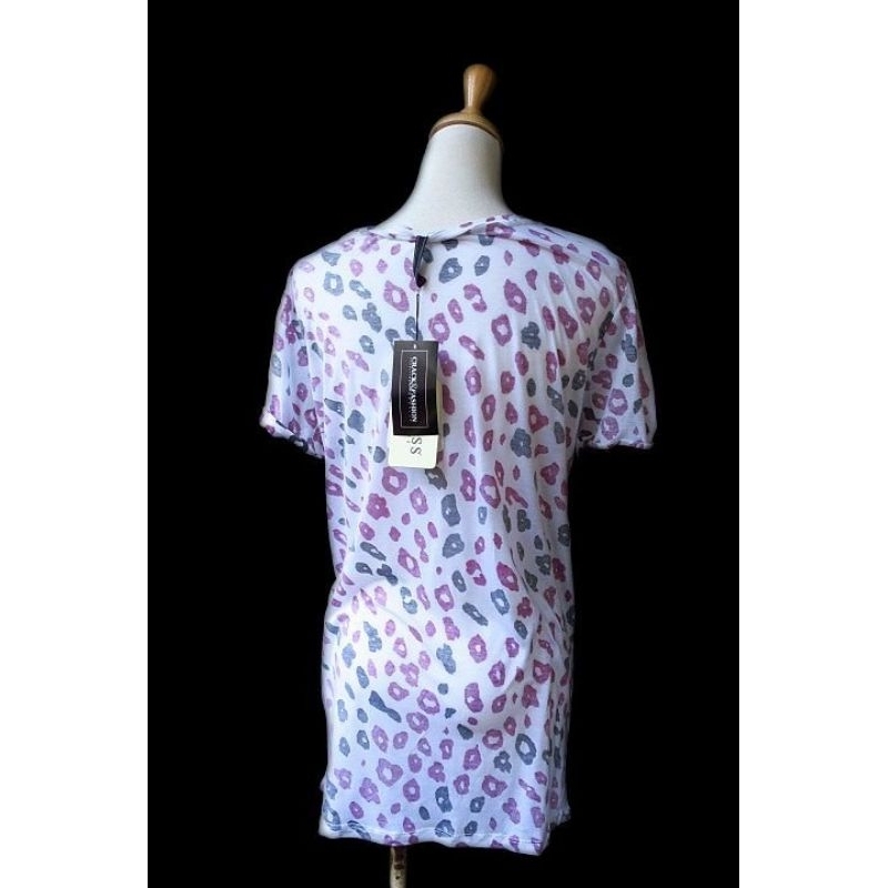 GUESS紫色豹紋短袖棉T恤 原價2680元 JW
