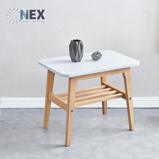 【NEX】北歐風 客廳雙層小茶几 實木腳(咖啡桌/客廳桌/桌子/小方幾/置物桌)