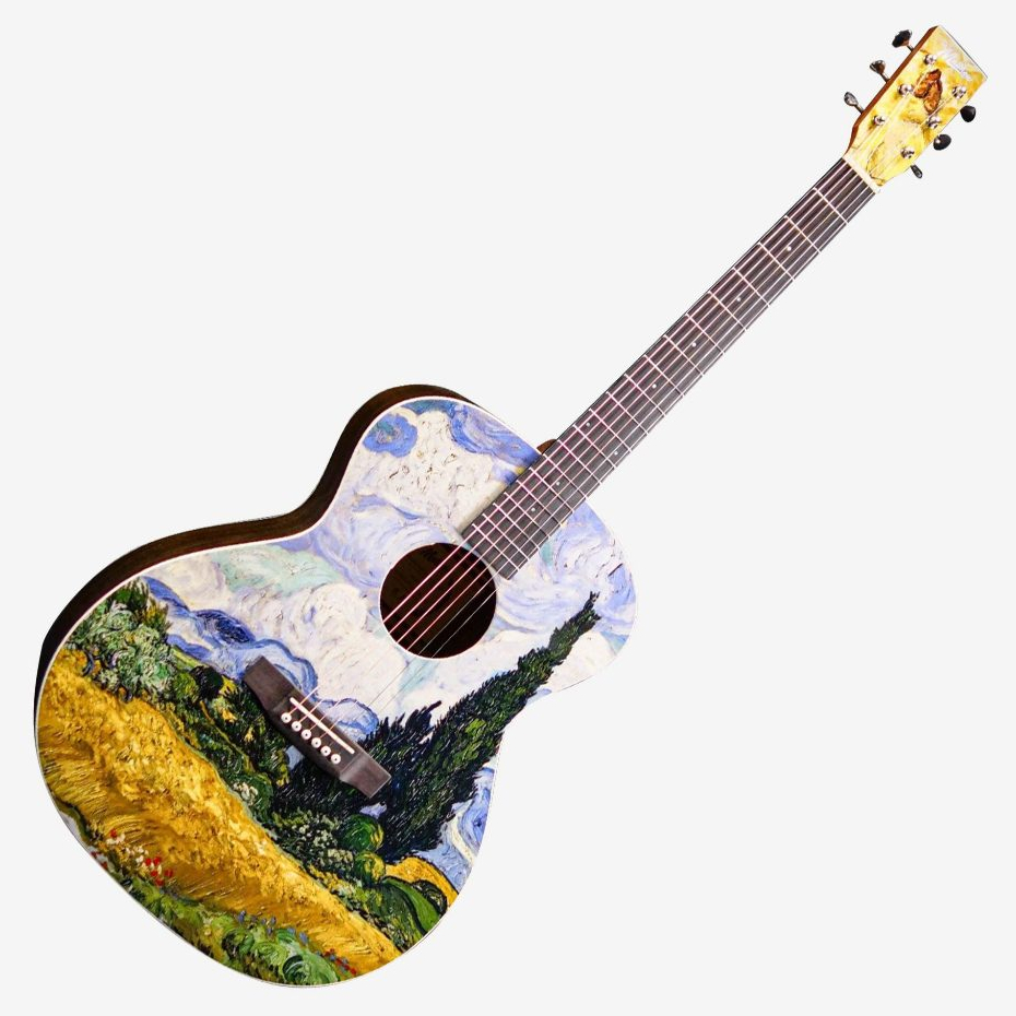 St Matthew 民謠吉他 梵谷 田裡的絲柏樹 40吋 面單 西堤卡雲杉面板 印度玫瑰木背側【他,在旅行】