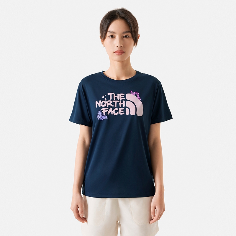 The North Face W SUN CHASE GRAPHIC 女短袖上衣-藍-NF0A88H28K2