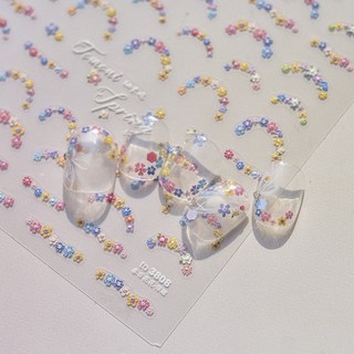 tomoni浮雕春日花花美甲貼紙 日系花圈花環美甲飾品 背膠貼紙 美甲diy 背膠指甲貼3808