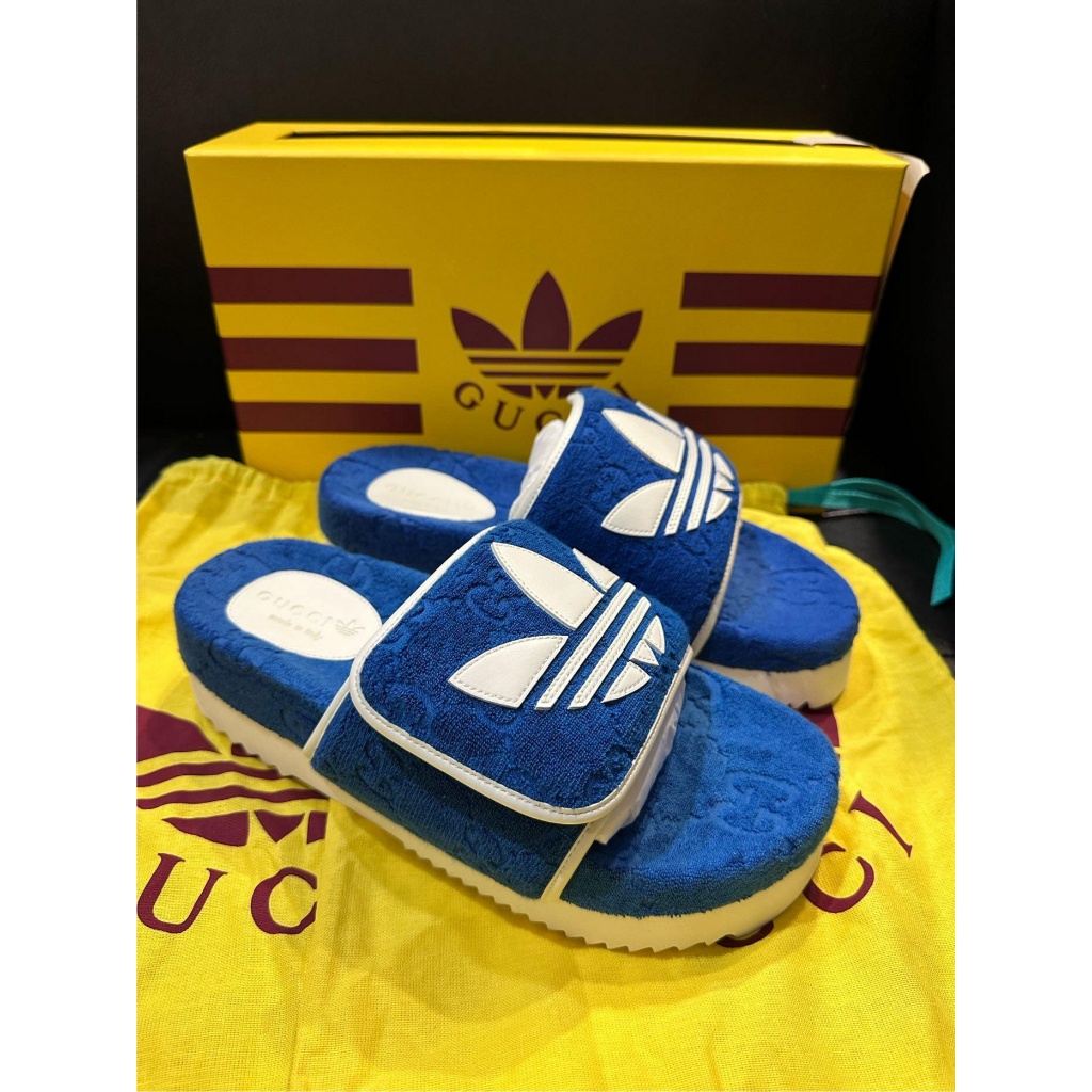 ☄️正品 ☄️ GUCCI 聯名 adidas 古馳 滿版 防水 拖鞋 意大利製 💰原價23900