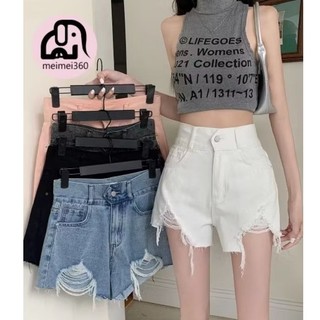 〔meimei360 服飾〕現貨款 AY韓版毛邊流蘇顯瘦高腰牛仔短褲#無彈力3770