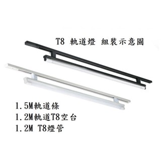 T8 軌道燈 LED 四呎 軌道式 簡易T8燈組 燈管型軌道燈 軌道燈支架 軌道空臺 1.2M空臺 1.5M
