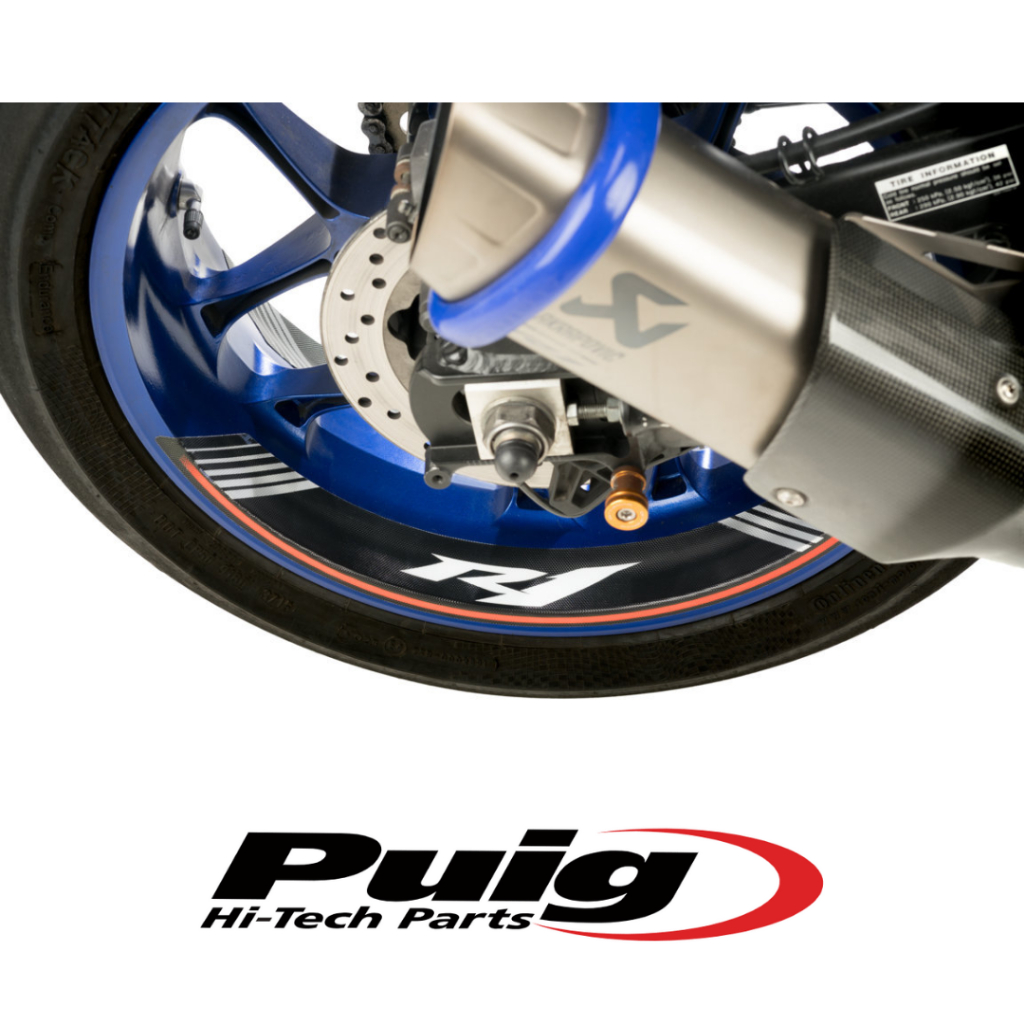 【現貨特價】PUIG YAMAHA YZF-R1(all M.Y.) 輪框貼 黑底銀字