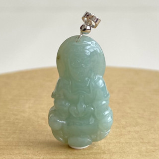 【採霏】天然緬甸玉A貨 翡翠 冰糯種綠色觀世音菩薩玉墜（附贈：扣頭）