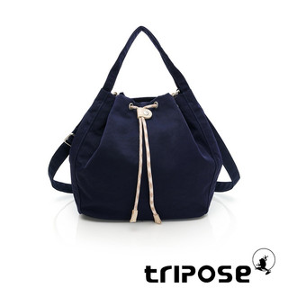 tripose NUDIE 微皺尼龍手提斜背包 斜背水桶包(深藍色）