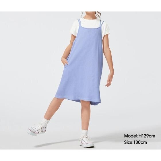 （多款 選3件1111元）日本洋裝 GU 兩件式 洋裝 口袋 羅紋細肩帶 連身裙(短袖) 160cm ¥1,990
