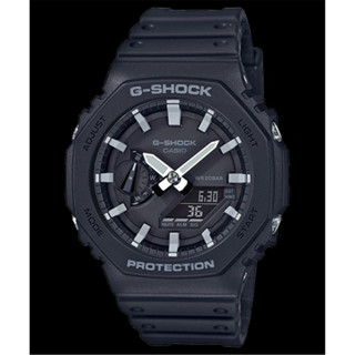 CASIO 卡西歐 G-SHOCK 極簡風 八角雙顯腕錶 - 黑 (GA-2100-1A)[ 秀時堂 ]