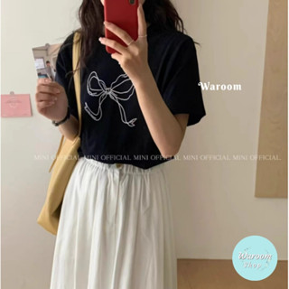 Waroom|現貨售完不補 兩色全現貨 韓國蝴蝶結T恤|女裝|短袖上衣|韓系蝴蝶結短T|圓領上衣|寬鬆|百搭 8078
