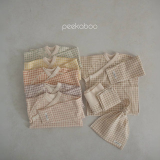 peekaboo 彩虹方格新生兒套裝｜包手袖 肚衣 新生兒衣服 寶寶髮帶 寶寶衣服 嬰兒衣服 嬰兒帽子 韓國童裝
