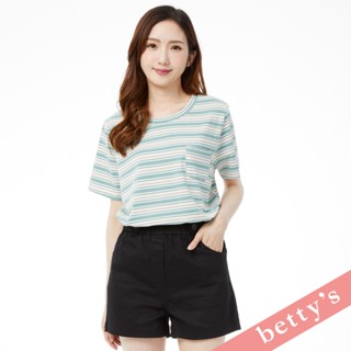betty’s貝蒂思(31)腰鬆緊刺繡百搭素色短褲(黑色)