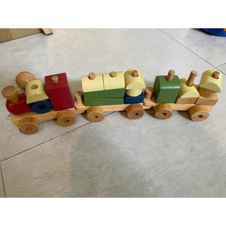 火車積木創意玩具 木製