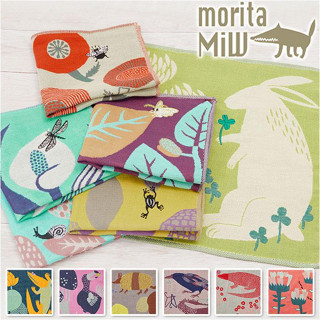 日本 插畫家 Morita MIW 森田美 楠橋紋織 三層紗布 手帕 動物刺繡 純棉 小毛巾 口袋手帕 擦手巾