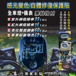 【惡鯊】gogoro-CROSS OVER 儀表-大燈-尾燈-前後方向燈 感光變色犀牛皮 自體修復保護貼膜 藍盾