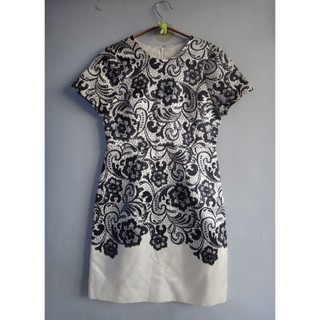 正品 Dolce & Gabbana D&G 米色印花 絲質洋裝 size: 36