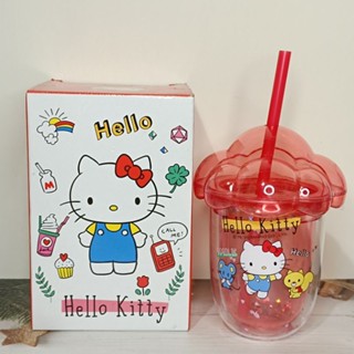 正版 Sanrio 三麗鷗 Hello Kitty 凱蒂貓 雲朵吸管杯 紅色 吸管杯 隨手杯 飲料杯 冷飲杯 水杯