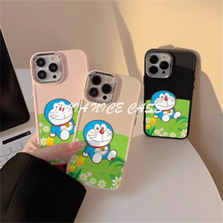 坐著哆啦A夢iPhone11 12 13 14plus 15 16Pro max手機殼 電鍍蘋果XS MAX XR防摔殼
