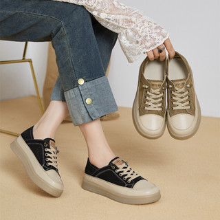 JC Shop【35-40#】踩腳二穿真皮 休閒鞋 厚底鞋 免繫鞋帶 懶人鞋 樂福鞋 包鞋 運動鞋