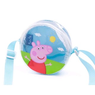 全新 正版 Peppa Pig 粉紅豬小妹 佩佩豬 兒童 迷你 半透明 側肩 揹包 藍 粉紅豬 側揹包 斜揹包 零錢包