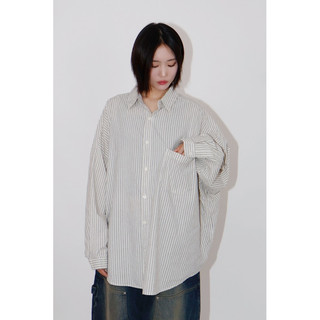 現貨❤️‍🔥【Kukii】🇰🇷 SECOND ALLEY 寬鬆 慵懶 直條紋 薄款 長袖 襯衫-2 colors