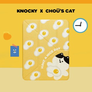 #早安！喵之晨【Knocky x 周氏喵喵】iPad Air4/5/6/Pro11 平板保護殼(多折式/右側筆槽)