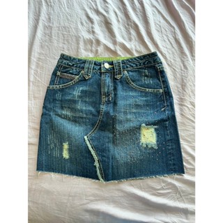 ET BOiTE 箱子 BLUE WAY 牛仔短裙 S號 刷破牛仔短裙 100%純棉面料 原價2480元 二手近全新