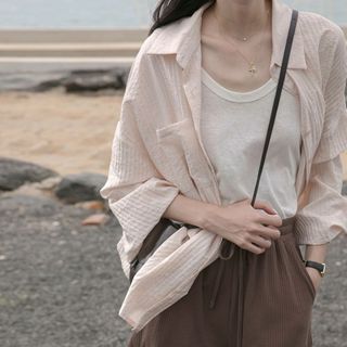 【YoRi】複古港味棉麻襯衫 女生襯衫 薄款法式慵懶寬鬆上衣 設計感小眾防曬外套 襯衫外套 薄外套 百搭 女裝