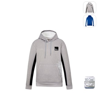 【FILA】男性 吸濕排汗 刷毛 運動連帽T恤-深麻灰 1TEX-5704-MY