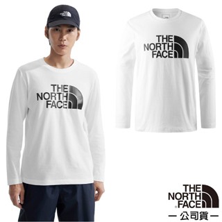 【The North Face】男 吸濕透氣排汗長袖圓領T恤 FLASHDRY 休閒套頭衫 運動上衣 銀河白 8AMJ